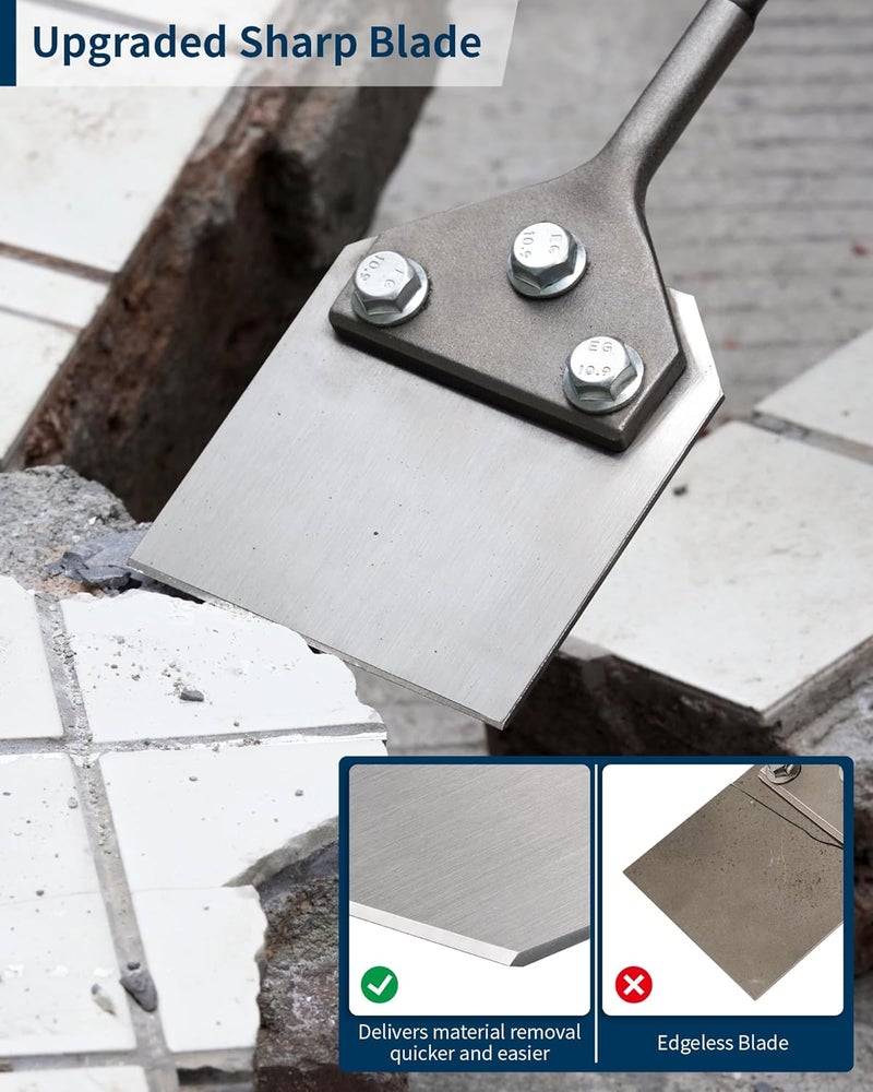 Firecore SDS Plus Floor Scraper, 4 Inch Wide Tile Thinset Scaling Chisel, 4" x 10" Thinset Scraper Adhesives Remover Wall Scraper Works with SDS Plus Rotary Hammer - Image 3